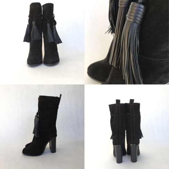 Lanvin Shoes - Lanvin Black Suede Tassel Boots